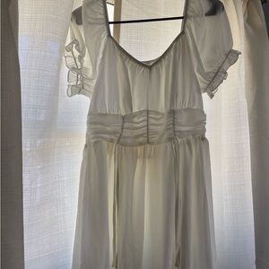 Elegant White Ruffle Sleeve Dress